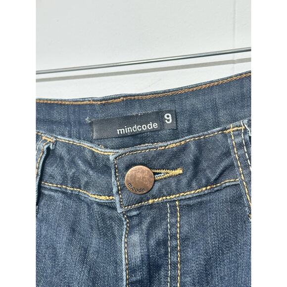 Mindcode Boyfriend Jeans Womens 9 Blue Mid Rise Distressed Cuffed Wash Denim - Picture 3 of 4